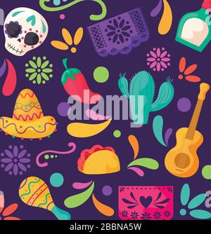 motif avec le symbole mexicains, vacances cinco de mayo illustration vectorielle design Illustration de Vecteur