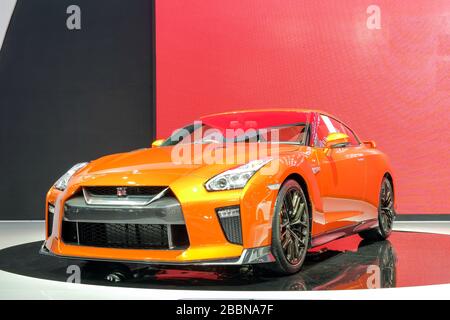 Nonthaburi-Thaïlande 2 avril 2018 : Nissan GT-R 2018, exposé au 39ème salon international de l'automobile de Bangkok 2018 les 28 ET 8 MARS 2018 Banque D'Images