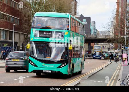 Manchester Oxford Road A stagecoach bus électrique zéro émission travaillant Europes corridor de bus le plus achalandé 32 ADL BYD Enviro400EV ont été achetés Banque D'Images