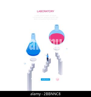Concept de laboratoire - bannière web moderne à vecteur isométrique Illustration de Vecteur