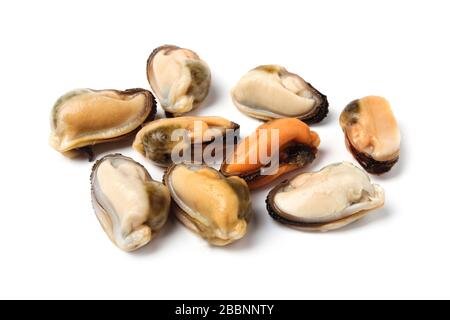 Viande de moules isolée sur fond blanc Banque D'Images