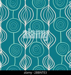 Formes abstraites organiques motif vectoriel. Fond floral vertical décoratif bleu sarcelle. Art moderne répétition formes arrière-plan. Moderne Illustration de Vecteur