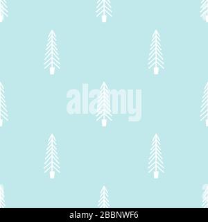 Motif vectoriel simple sapin bleu sans couture dans un design scandinave moderne. Peut être utilisé comme fond, textile, emballage pour les vacances d'hiver, pro enfants Illustration de Vecteur