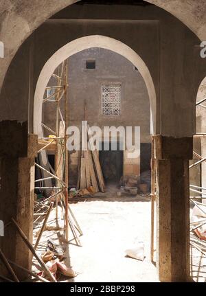 Site de construction en riad rénové, Médina, Marrakech, Maroc, Afrique du Nord Banque D'Images