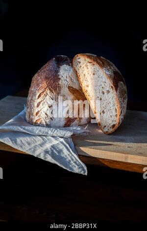 farine blanche artisan levain pain Banque D'Images