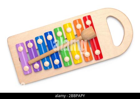 Xylophone vue supérieure isolée sur fond blanc. Banque D'Images