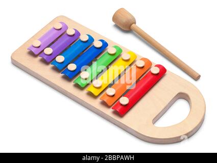 Xylophone musical coloré isolé sur fond blanc. Banque D'Images