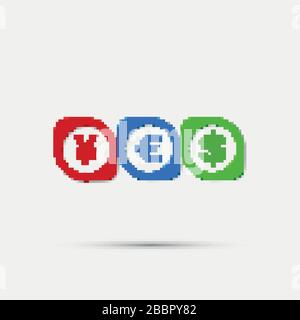 Définir les icônes de vecteur rouge vert et bleu blanc arrière-plan. Illustration de Vecteur