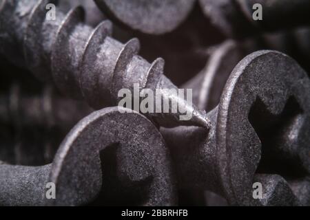 Macro shot gros plan de quelques vis de gypse Banque D'Images