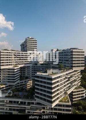 Vue sur les appartements entrelacés de la ville de Singapour Banque D'Images