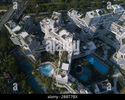 Vue sur les appartements entrelacés de la ville de Singapour Banque D'Images