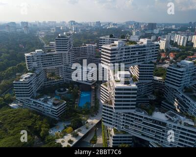 Vue sur les appartements entrelacés de la ville de Singapour Banque D'Images