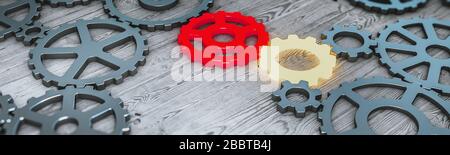 Pignons leader rouge concept panoramique. Le rendu 3D Banque D'Images