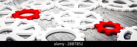 Pignons leader rouge concept panoramique. Le rendu 3D Banque D'Images