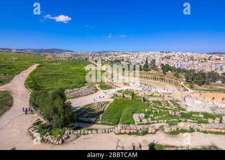 L'ancienne et ruines romaines de Jerash (Gérasa), en Jordanie. Banque D'Images