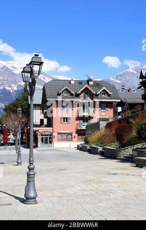 Place Marie Paradis. Saint-Gervais-les-bains. Haute-Savoie. France. Banque D'Images