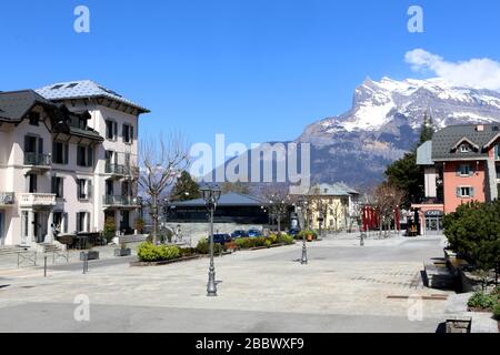 Place Marie Paradis. Saint-Gervais-les-bains. Haute-Savoie. France. Banque D'Images