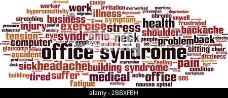 Concept de cloud Word du syndrome Office. Collage de mots sur le syndrome de bureau. Illustration vectorielle Illustration de Vecteur