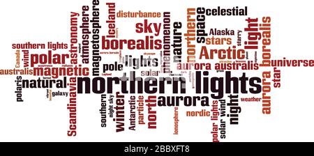 Concept de nuage de mots Northern Lights. Collage de mots sur les lumières du nord. Illustration vectorielle Illustration de Vecteur