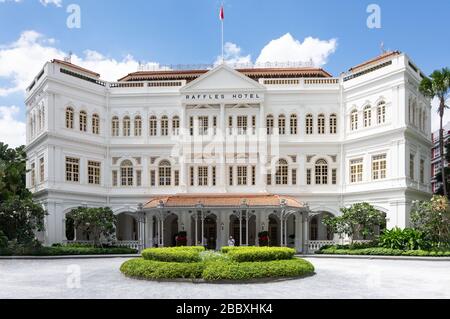 Entrée principale, Raffles Hotel Singapore, Beach Road, Civic District, Central Area, Singapour Banque D'Images