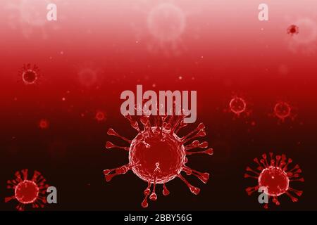 La conception du concept Covid SARS Mers virus 3D Illustration rend pour l'arrière-plan. Banque D'Images