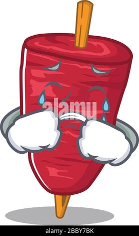Dessin de personnage de dessin animé de kebab de doner avec un visage pleurant Illustration de Vecteur