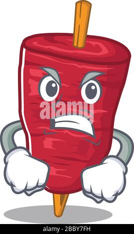 Concept de conception de mascotte de doner kebab avec le visage en colère Illustration de Vecteur