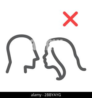 Don t baiser icône de ligne, coronavirus et covid-19, baiser signe interdit, graphiques vectoriels, un motif linéaire sur un fond blanc, eps 10. Illustration de Vecteur