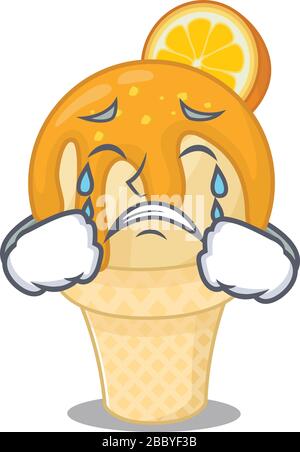 Motif dessin animé représentant une glace orange et un visage en forme de crayeuse Illustration de Vecteur