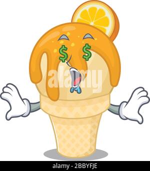 Dessin animé riche de glace orange avec des yeux d'argent Illustration de Vecteur