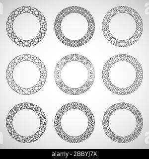 Ensemble d'éléments d'ornement islamique ronds. Illustration vectorielle de motifs géométriques décoratifs islamiques ronds pour votre conception Illustration de Vecteur