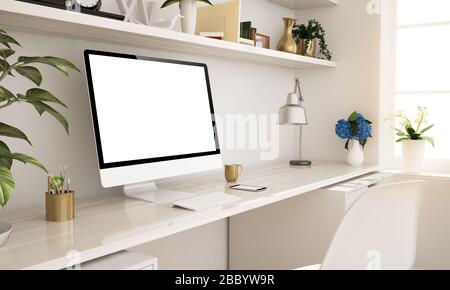 ordinateur sur le bureau à domicile Banque D'Images