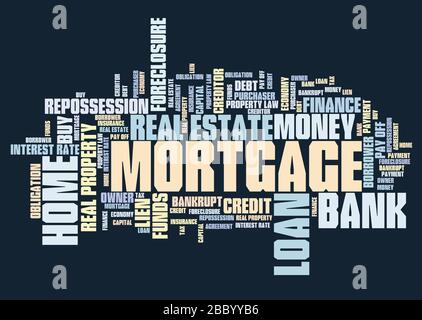 - Collage de texte prêt hypothécaire prêt immobilier financement. Banque D'Images