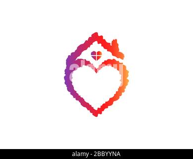 Symbole maison d'amour coloré. Signe de coeur et icône de maison. Illustration vectorielle isolée sur fond blanc Illustration de Vecteur