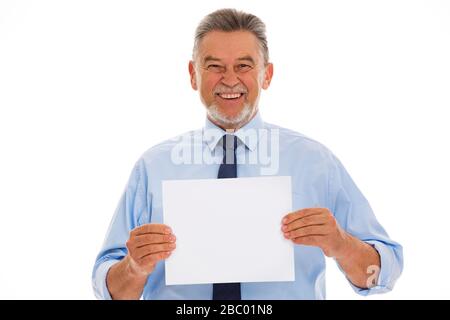 Homme mûr sur fond blanc Banque D'Images