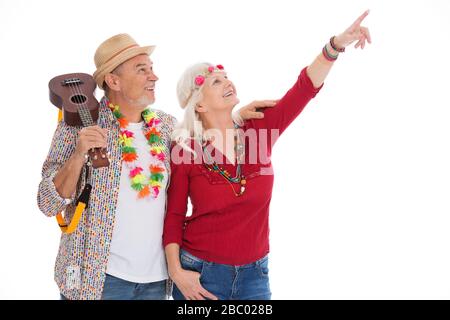 Couple senior sur fond blanc Banque D'Images