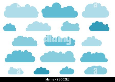 Ensemble d'objets nuages isolés simples. Illustration vectorielle de cloud simple. Illustration de Vecteur