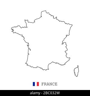 Ligne de carte de France, vecteur mince linéaire. France carte et drapeau simples. Illustration de Vecteur