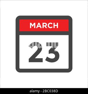 Icône du calendrier du 23 mars - jour du mois Illustration de Vecteur