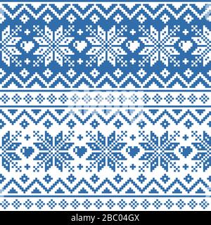Hiver, Noël style jacquard tricot traditionnel vecteur géométrique sans couture avec flocons de neige, coeurs Illustration de Vecteur