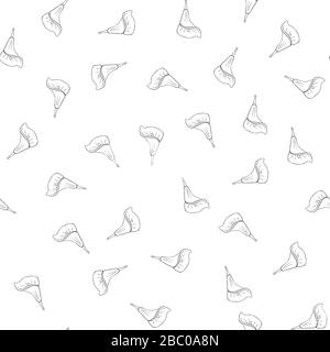 Motif sans couture de fleurs de gribouille. Anthurium de fleur de jungle dessiné à la main sur un fond blanc. Elément tropical exotique vectoriel décoratif pour Illustration de Vecteur