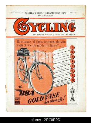 Magazine britannique vintage « Cyclisme » à partir de septembre 1951 Banque D'Images