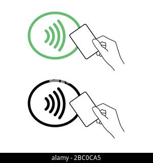 Logo NFC Wireless Pay Sign sans contact. Concept vectoriel de paiement NFC par carte de crédit Illustration de Vecteur