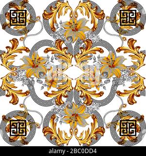style baroque avec motif grec circulaire sans couture Banque D'Images