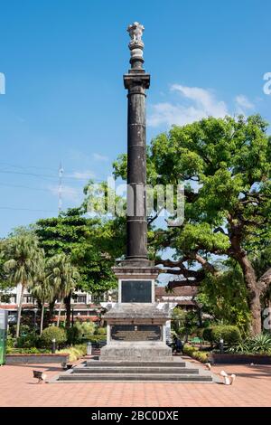 Pilier Ashokan dans Garcia de Orta Garden, Panaji, Goa, Inde Banque D'Images