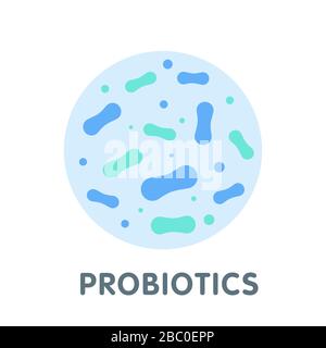 Probiotiques logo bactéries. Ingrédient sain de nutrition pour thérapeutique. Illustration de Vecteur