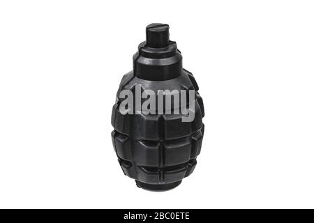 Grenades factices en caoutchouc pour l'entraînement et l'apprentissage. Isoler sur un fond blanc. Banque D'Images