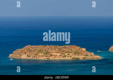 Vue aérienne sur l'île de Spinalonga, Crète, Grèce Banque D'Images