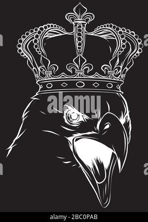 mascotte avec logo eagle head king sur fond noir Illustration de Vecteur