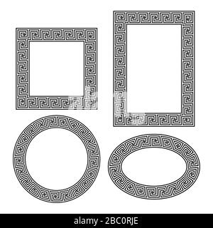 Cadre de bordure de clé grecque rond, jeu carré. Vecteur Illustration de Vecteur